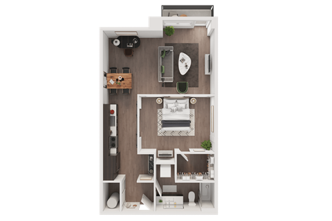 Floor plan for 1 bed, 1 bath, 780 sqft